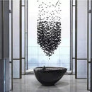 Modern black leaf crystal led chandelier staircase pendant light