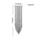 Modern black leaf crystal led chandelier staircase pendant light