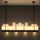 Modern black led chandelier with wine glass rack dining room