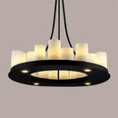 Modern black led chandelier with wine glass rack dining room