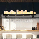 Modern black led chandelier with wine glass rack dining room