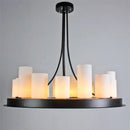 Modern black led chandelier with wine glass rack dining room