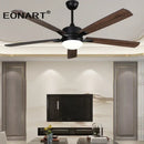 Modern black led modern indoor ceiling fan with wood blades bedroom