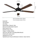Modern black led modern indoor ceiling fan with wood blades bedroom