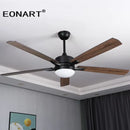 Modern black led modern indoor ceiling fan with wood blades bedroom
