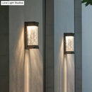 DecorBites™ Modern Black LED Outdoor Wall Sconce with Rippled Glass in Rectangle Design