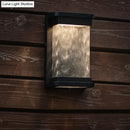 DecorBites™ Modern Black LED Outdoor Wall Sconce with Rippled Glass in Rectangle Design