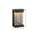 DecorBites™ Modern Black LED Outdoor Wall Sconce with Rippled Glass in Rectangle Design