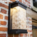 DecorBites™ Modern Black LED Outdoor Wall Sconce with Rippled Glass in Rectangle Design
