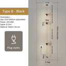 Modern black led pendant light for dining room minimalist rods