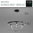 Modern black led ring chandelier pendant light for kitchen