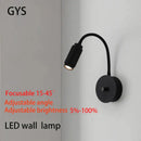 Modern black led wall lamp bedroom adjustable focus gooseneck light