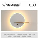 Modern black led wall lamp with wood shelves for bedroom