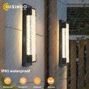Modern black led wall sconce garden textured amber glass light