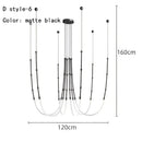 Modern black line chandelier dining room led light strands