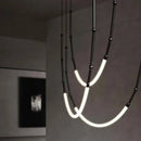Modern black line chandelier dining room led light strands