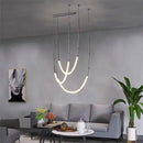 Modern black line chandelier dining room led light strands