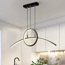 DecorBites™ Modern LED Pendant Light Fixture: Circle and Linear Design with Metal Hanging