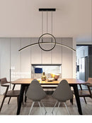 DecorBites™ Modern LED Pendant Light Fixture: Circle and Linear Design with Metal Hanging