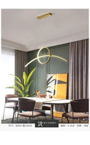 DecorBites™ Modern LED Pendant Light Fixture: Circle and Linear Design with Metal Hanging