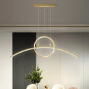 DecorBites™ Modern LED Pendant Light Fixture: Circle and Linear Design with Metal Hanging