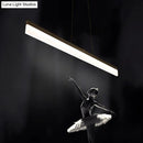 Modern black linear led light fixture – kitchen island pendant
