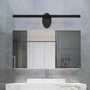 Modern black linear led wall light bathroom sconce with oval plate