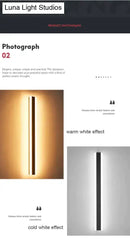 Modern black linear led wall mounted lamp garden outdoor sconce