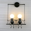 Modern black little man led wall light bedroom figurine sconce