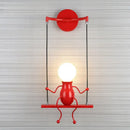 Modern black little man led wall light bedroom figurine sconce