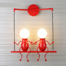 Modern black little man led wall light bedroom figurine sconce