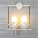 Modern black little man led wall light bedroom figurine sconce