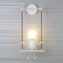 Modern black little man led wall light bedroom figurine sconce