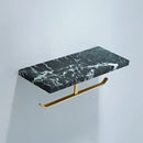 Modern black marble & gold double toilet paper holder bathroom shelf
