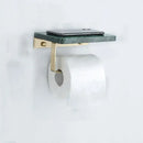 Modern black marble & gold double toilet paper holder bathroom shelf