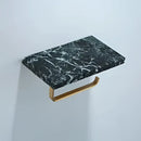 Modern black marble & gold double toilet paper holder bathroom shelf
