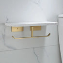 Modern black marble & gold double toilet paper holder bathroom shelf