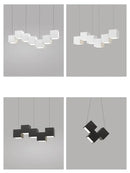 Modern black matte cube pendant lights geometric dining room