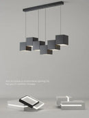 Modern black matte cube pendant lights geometric dining room