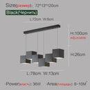 Modern black matte cube pendant lights geometric dining room