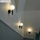 Modern black matte glass globe wall sconce stairs lighting