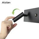 Modern black matte led wall sconce bedroom reading light