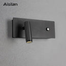 Modern black matte led wall sconce bedroom reading light