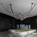 Modern black metal chandelier pendant light living room globe glass