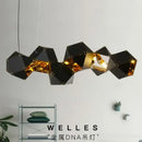 DecorBites™ Black Metal DNA Chandelier: Nordic, Modern, Creative Island Light for Bar and Restaurant.