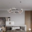 Modern black metal glass ball pendant chandelier dining room