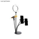 Modern black metal led circle mirror with flash lighting bedroom stand