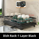 Modern black metal multi tier kitchen counter organizer rack