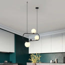 Modern black metal oblong island light – kitchen glass fixture