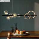 DecorBites™ Modern 5-Light Black Metal Pendant Lighting with Spherical Glass for Dining Table